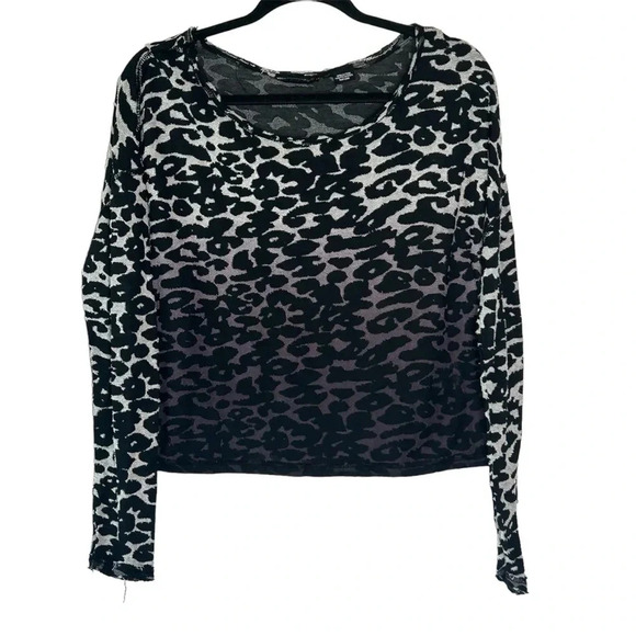 Miss Me Top M Ombré Leopard Pattern Purple Black Cropped  Medium - Picture 1 of 8